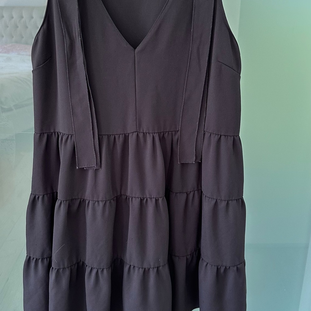 Aqua Black Tiered Midi Dress